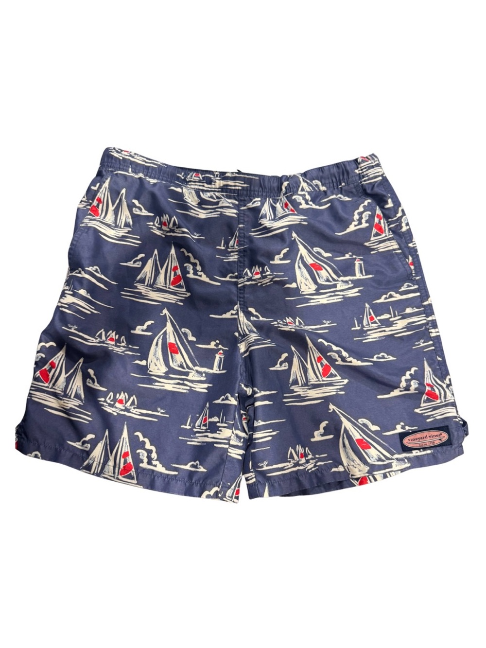 Vineyard Vines Navy Sailboat Print Youth XL Swim Shorts